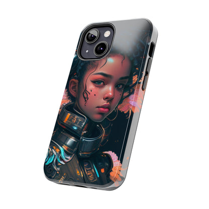 Futuristic Cyberpunk Black Anime Girl 2 - Original Art - Tough Phone Cases, Case-Mate for iPhone 6-iPhone through 14 Pro Max