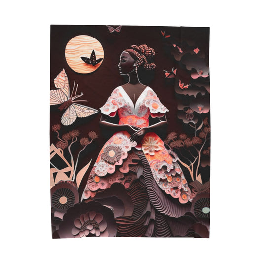 Beautiful Black WOmen in Paper-Cutting art Velveteen Plush Blanket