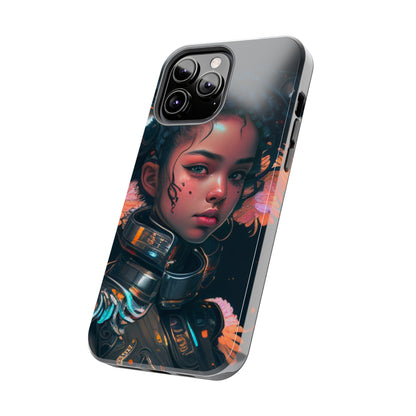 Futuristic Cyberpunk Black Anime Girl 2 - Original Art - Tough Phone Cases, Case-Mate for iPhone 6-iPhone through 14 Pro Max