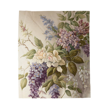 Vintage FLowers #2 Velveteen Plush Blanket