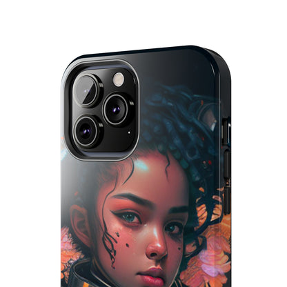 Futuristic Cyberpunk Black Anime Girl 2 - Original Art - Tough Phone Cases, Case-Mate for iPhone 6-iPhone through 14 Pro Max