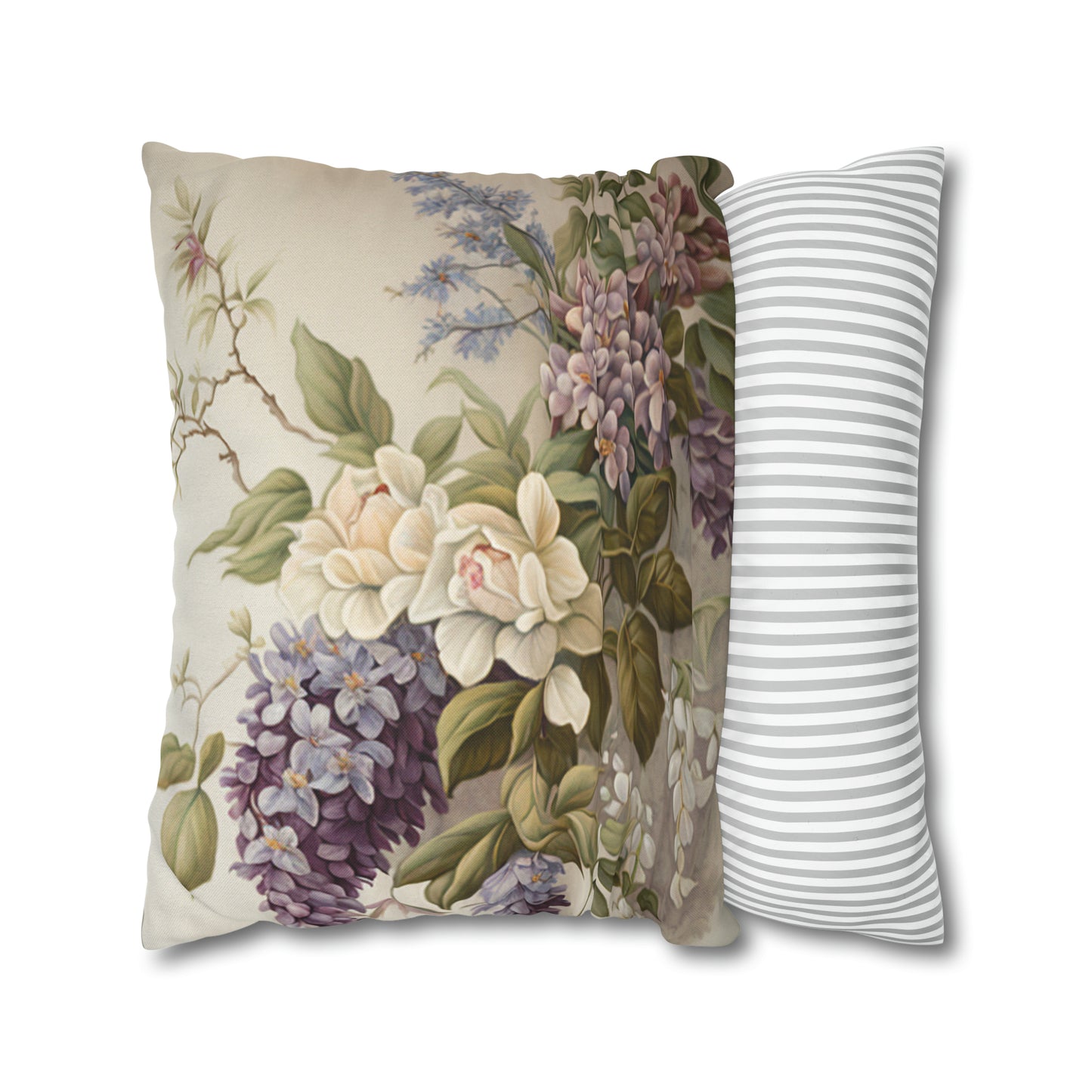 Vintage 'Embroidered Look' Flower Design #2 - Spun Polyester Square Pillow Case 20x20" and 16x16"