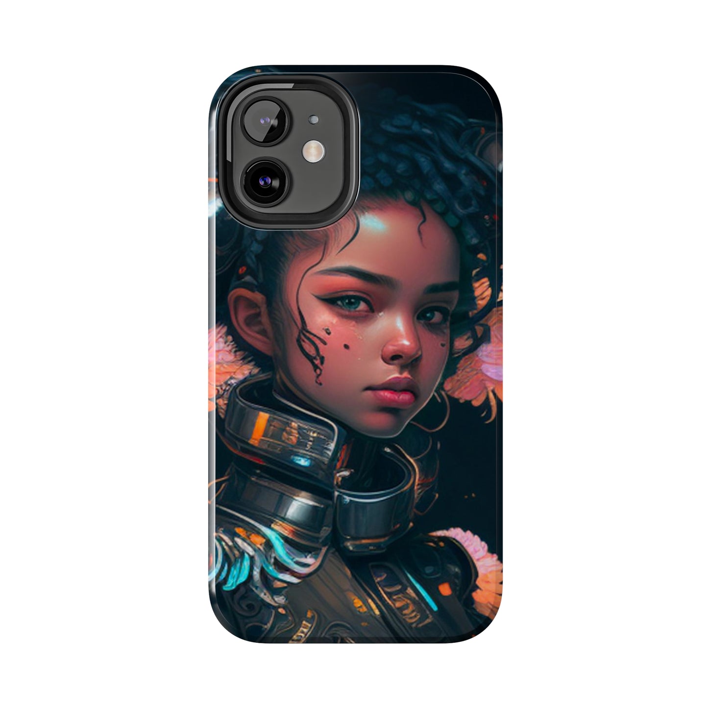 Futuristic Cyberpunk Black Anime Girl 2 - Original Art - Tough Phone Cases, Case-Mate for iPhone 6-iPhone through 14 Pro Max