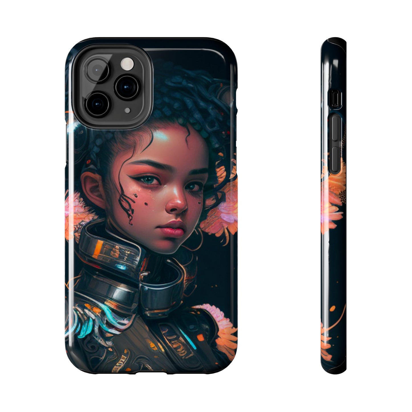 Futuristic Cyberpunk Black Anime Girl 2 - Original Art - Tough Phone Cases, Case-Mate for iPhone 6-iPhone through 14 Pro Max