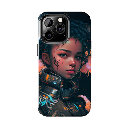 Futuristic Cyberpunk Black Anime Girl 2 - Original Art - Tough Phone Cases, Case-Mate for iPhone 6-iPhone through 14 Pro Max