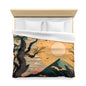 Boho Sun Rising in Spring Mount Fuji During Spring | Duvet Cover | Ukiyo-E Style | Harajuku | Gifts For Yourself