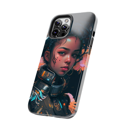 Futuristic Cyberpunk Black Anime Girl 2 - Original Art - Tough Phone Cases, Case-Mate for iPhone 6-iPhone through 14 Pro Max