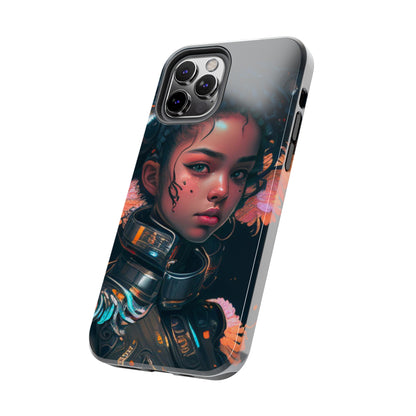 Futuristic Cyberpunk Black Anime Girl 2 - Original Art - Tough Phone Cases, Case-Mate for iPhone 6-iPhone through 14 Pro Max