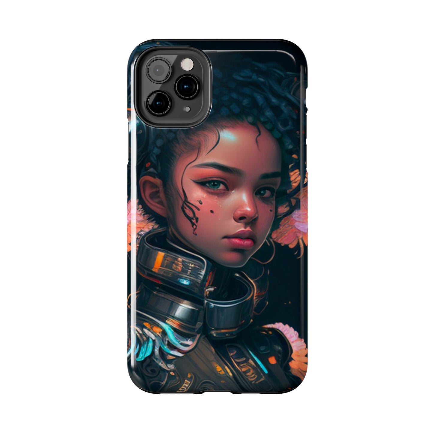 Futuristic Cyberpunk Black Anime Girl 2 - Original Art - Tough Phone Cases, Case-Mate for iPhone 6-iPhone through 14 Pro Max