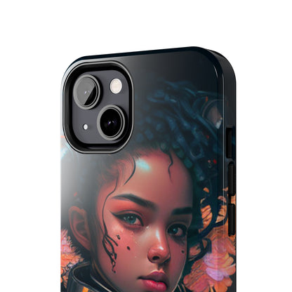 Futuristic Cyberpunk Black Anime Girl 2 - Original Art - Tough Phone Cases, Case-Mate for iPhone 6-iPhone through 14 Pro Max