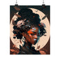 Portrait of a Beautiful Black Woman Original Art Poster for Wall Home Decor, Futuristic, Black Anime, Gifts For Black Girls & Women