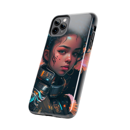 Futuristic Cyberpunk Black Anime Girl 2 - Original Art - Tough Phone Cases, Case-Mate for iPhone 6-iPhone through 14 Pro Max