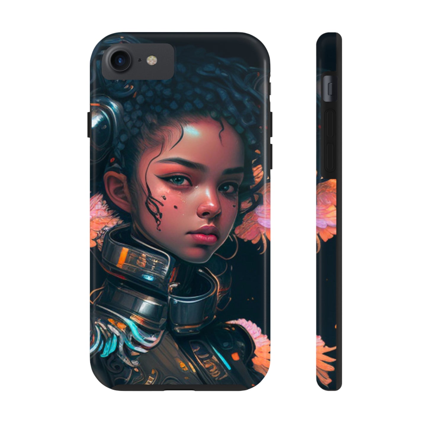 Futuristic Cyberpunk Black Anime Girl 2 - Original Art - Tough Phone Cases, Case-Mate for iPhone 6-iPhone through 14 Pro Max