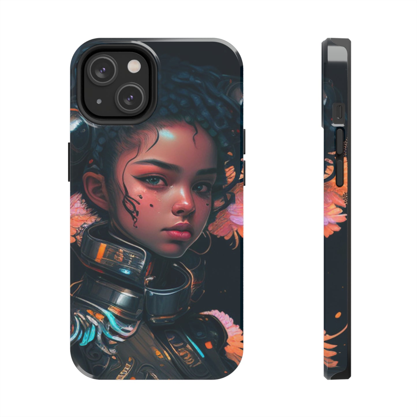 Futuristic Cyberpunk Black Anime Girl 2 - Original Art - Tough Phone Cases, Case-Mate for iPhone 6-iPhone through 14 Pro Max