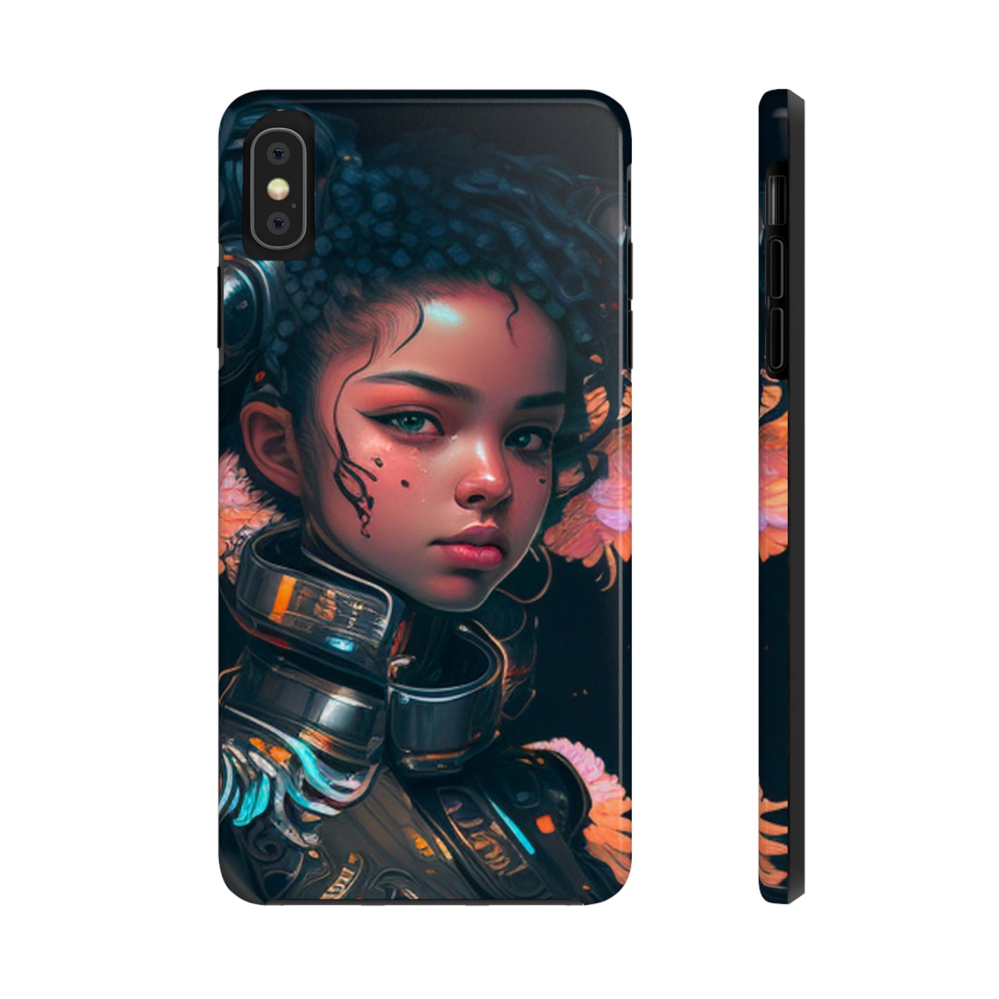 Futuristic Cyberpunk Black Anime Girl 2 - Original Art - Tough Phone Cases, Case-Mate for iPhone 6-iPhone through 14 Pro Max