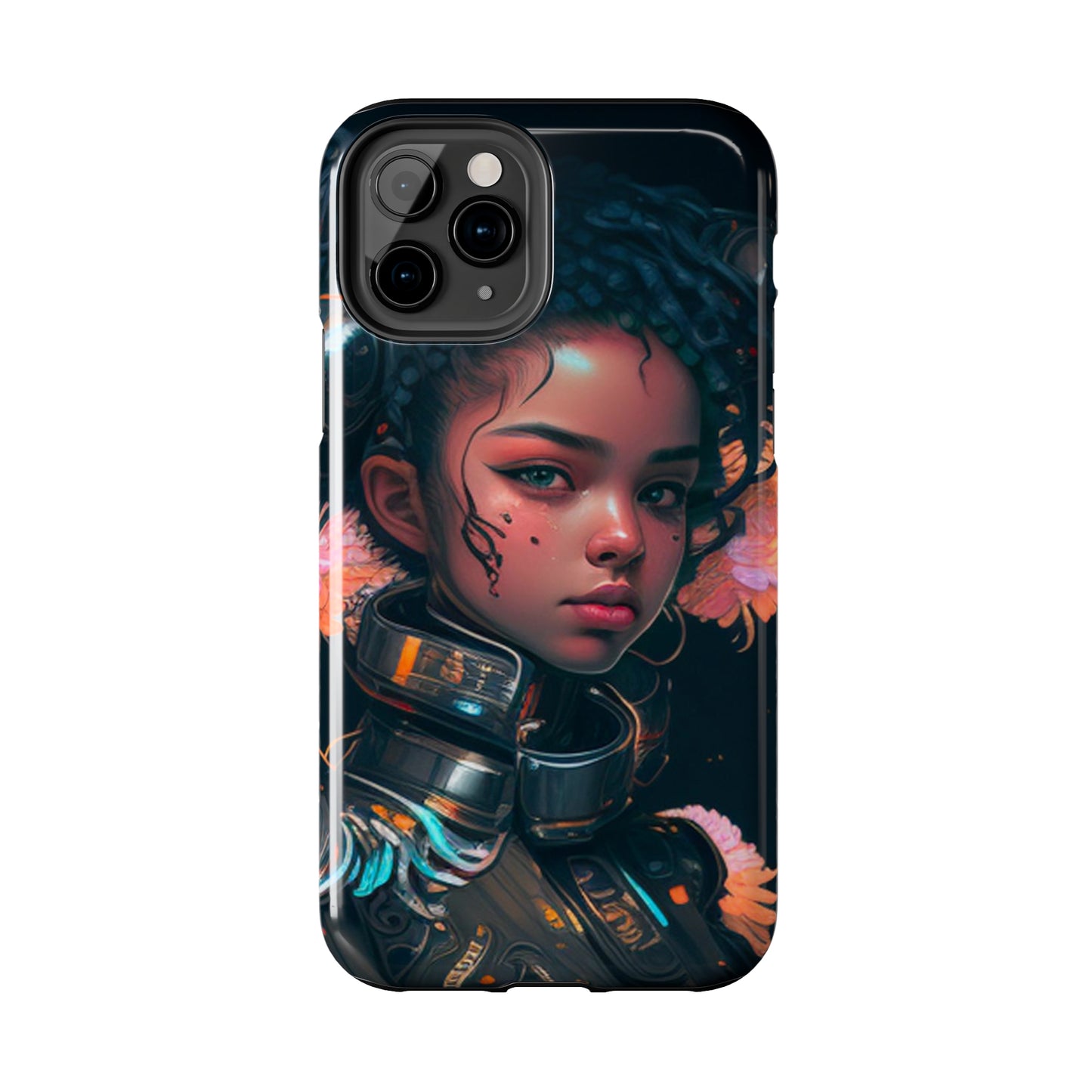 Futuristic Cyberpunk Black Anime Girl 2 - Original Art - Tough Phone Cases, Case-Mate for iPhone 6-iPhone through 14 Pro Max