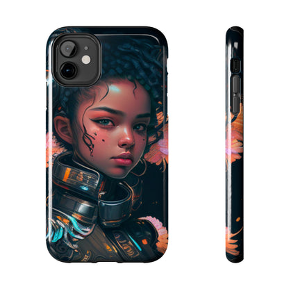 Futuristic Cyberpunk Black Anime Girl 2 - Original Art - Tough Phone Cases, Case-Mate for iPhone 6-iPhone through 14 Pro Max