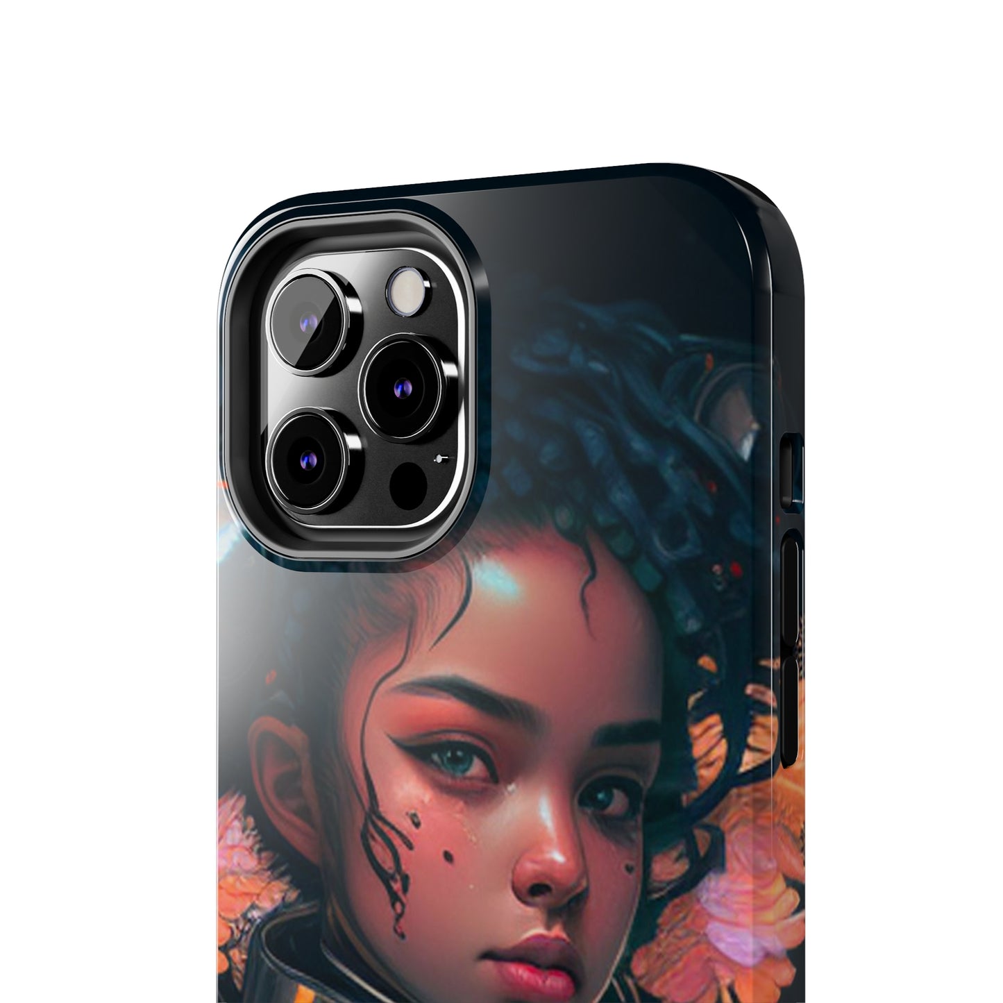 Futuristic Cyberpunk Black Anime Girl 2 - Original Art - Tough Phone Cases, Case-Mate for iPhone 6-iPhone through 14 Pro Max