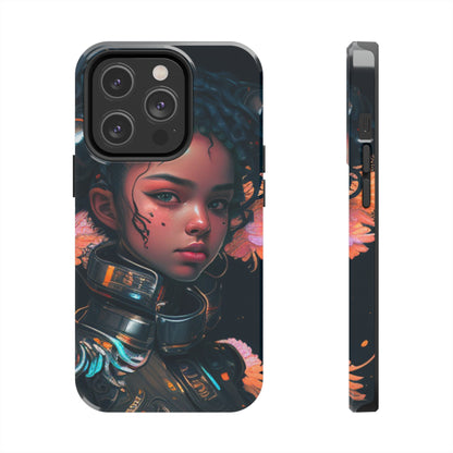 Futuristic Cyberpunk Black Anime Girl 2 - Original Art - Tough Phone Cases, Case-Mate for iPhone 6-iPhone through 14 Pro Max