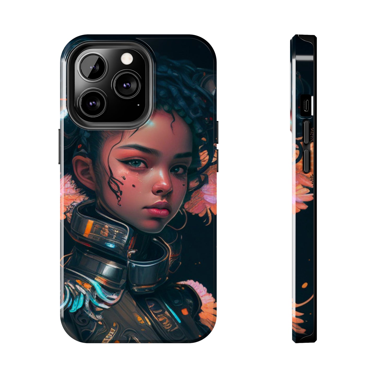 Futuristic Cyberpunk Black Anime Girl 2 - Original Art - Tough Phone Cases, Case-Mate for iPhone 6-iPhone through 14 Pro Max