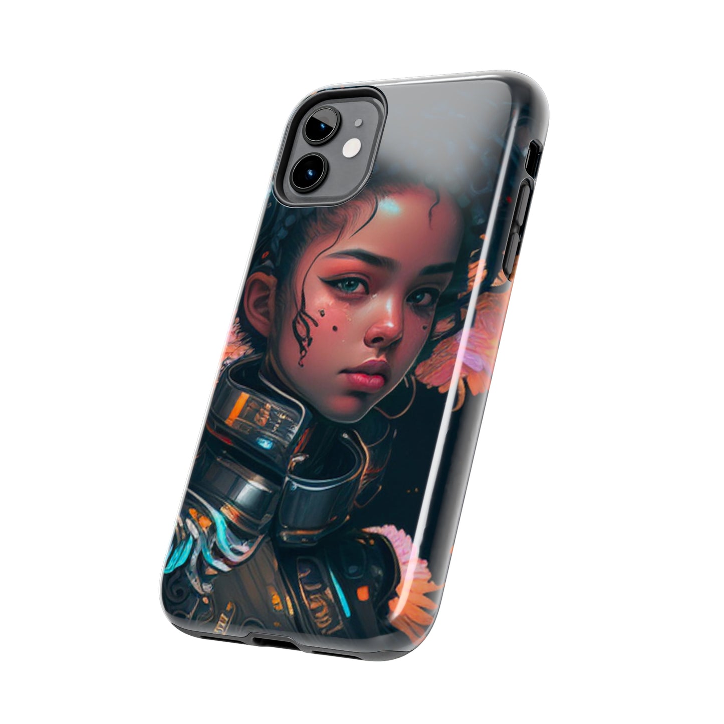 Futuristic Cyberpunk Black Anime Girl 2 - Original Art - Tough Phone Cases, Case-Mate for iPhone 6-iPhone through 14 Pro Max