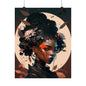 Portrait of a Beautiful Black Woman Original Art Poster for Wall Home Decor, Futuristic, Black Anime, Gifts For Black Girls & Women