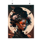 Portrait of a Beautiful Black Woman Original Art Poster for Wall Home Decor, Futuristic, Black Anime, Gifts For Black Girls & Women