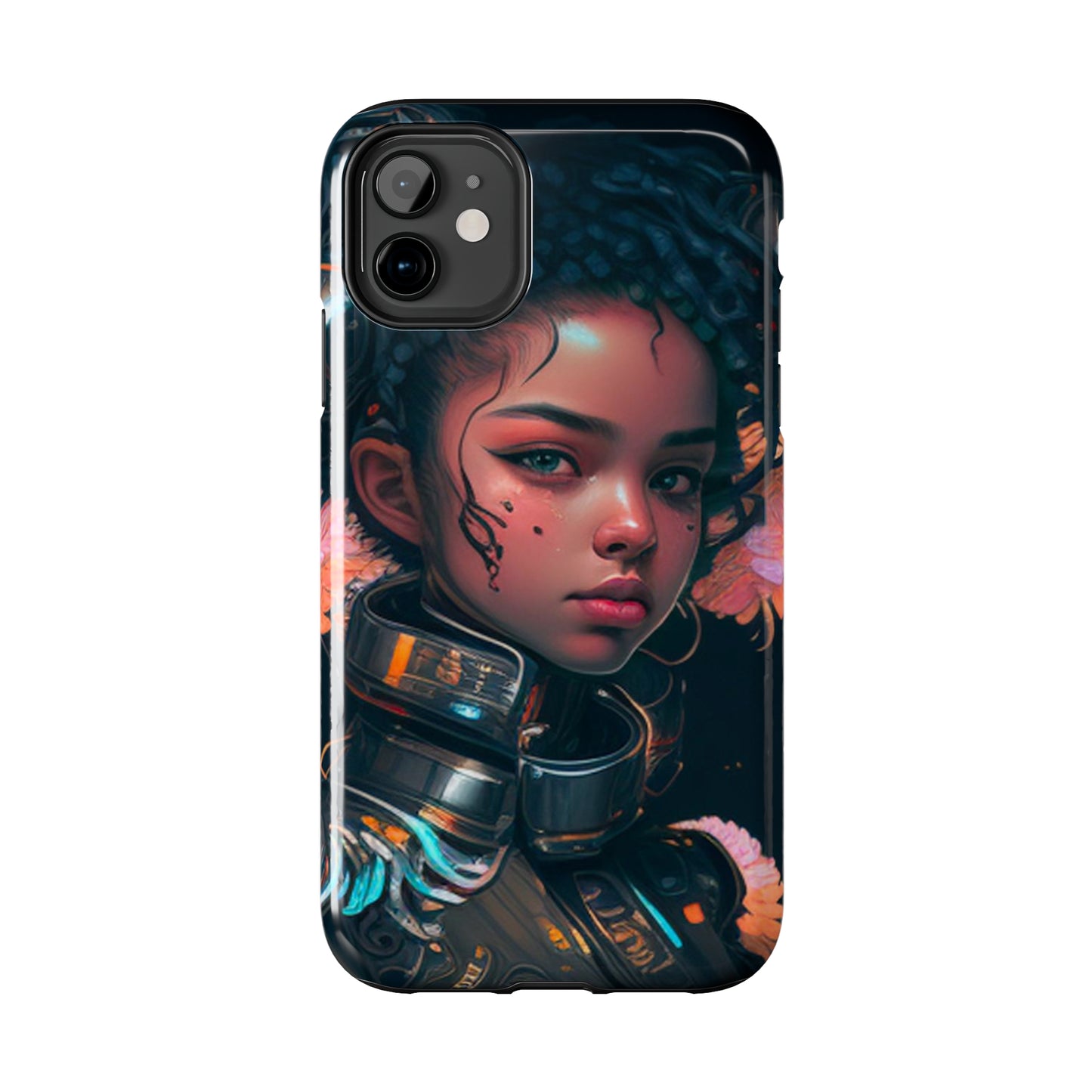 Futuristic Cyberpunk Black Anime Girl 2 - Original Art - Tough Phone Cases, Case-Mate for iPhone 6-iPhone through 14 Pro Max