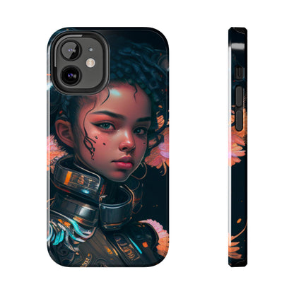 Futuristic Cyberpunk Black Anime Girl 2 - Original Art - Tough Phone Cases, Case-Mate for iPhone 6-iPhone through 14 Pro Max