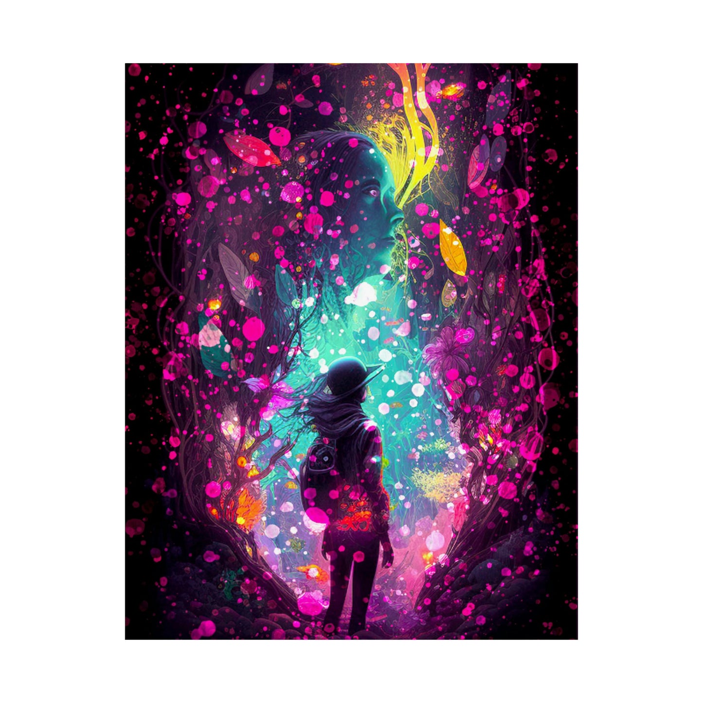 Futuristic Fantasy A Woman's Dream As She Walks into Another World, Sci-fi UV Black Light Wall Art Poster - Various Sizes