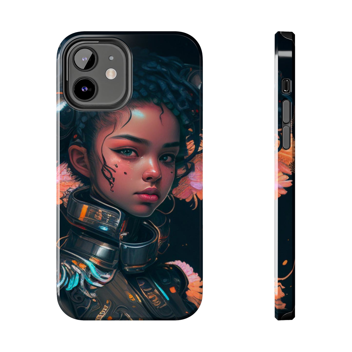 Futuristic Cyberpunk Black Anime Girl 2 - Original Art - Tough Phone Cases, Case-Mate for iPhone 6-iPhone through 14 Pro Max