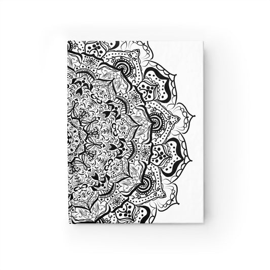 Mandala 21 in Black and White Hardcover Journal - with 128 Blank Pages