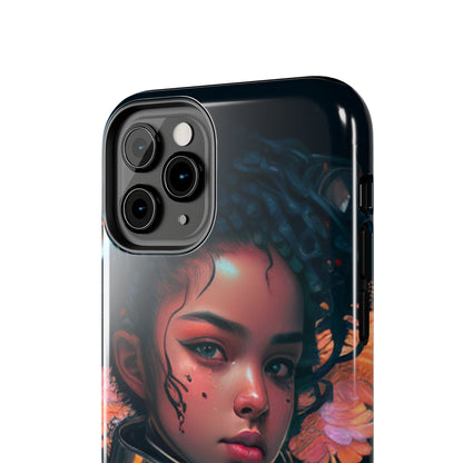 Futuristic Cyberpunk Black Anime Girl 2 - Original Art - Tough Phone Cases, Case-Mate for iPhone 6-iPhone through 14 Pro Max