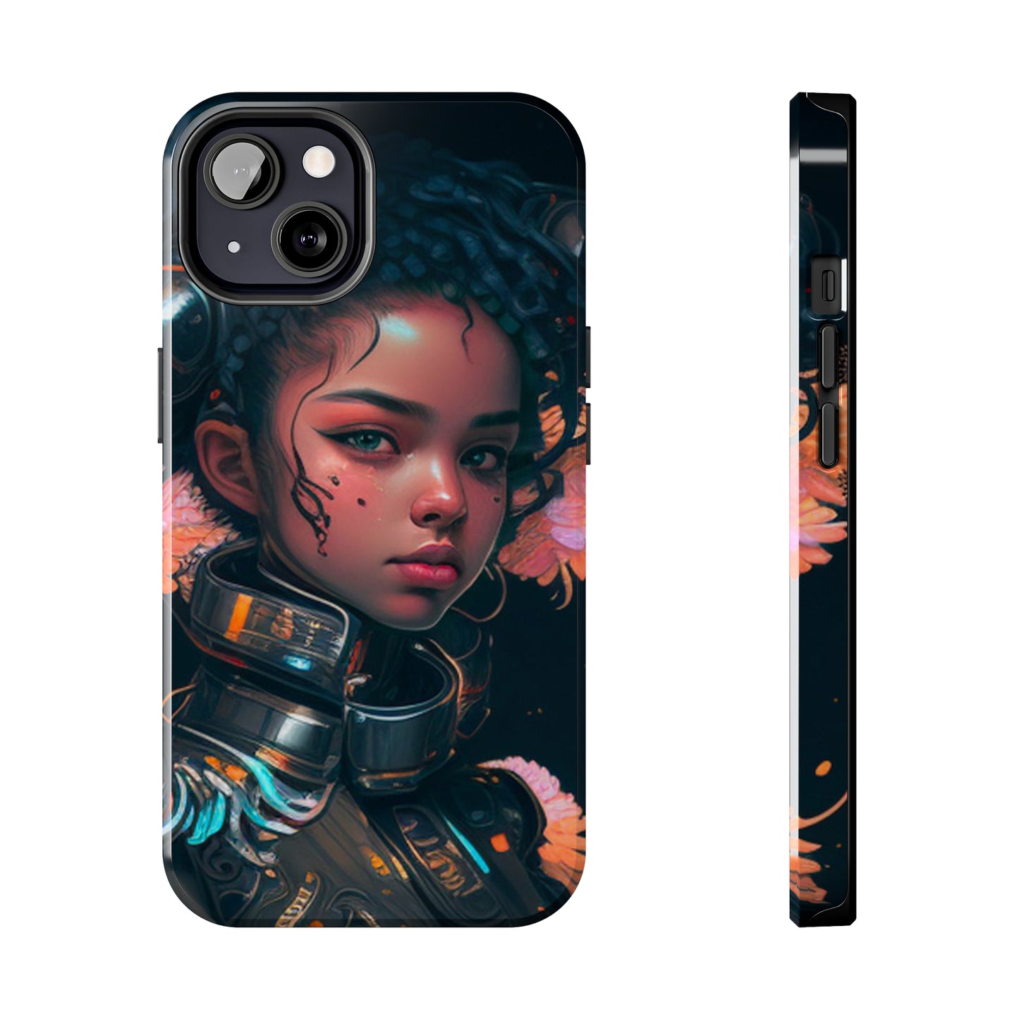 Futuristic Cyberpunk Black Anime Girl 2 - Original Art - Tough Phone Cases, Case-Mate for iPhone 6-iPhone through 14 Pro Max