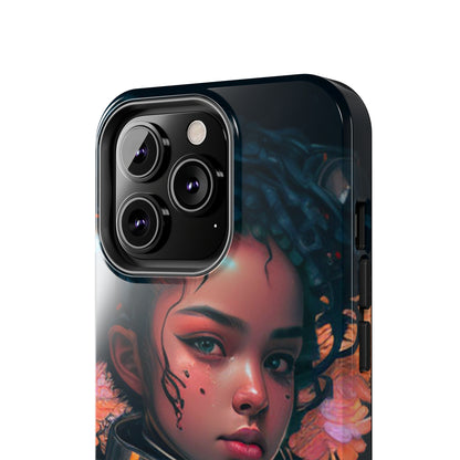 Futuristic Cyberpunk Black Anime Girl 2 - Original Art - Tough Phone Cases, Case-Mate for iPhone 6-iPhone through 14 Pro Max