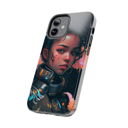 Futuristic Cyberpunk Black Anime Girl 2 - Original Art - Tough Phone Cases, Case-Mate for iPhone 6-iPhone through 14 Pro Max