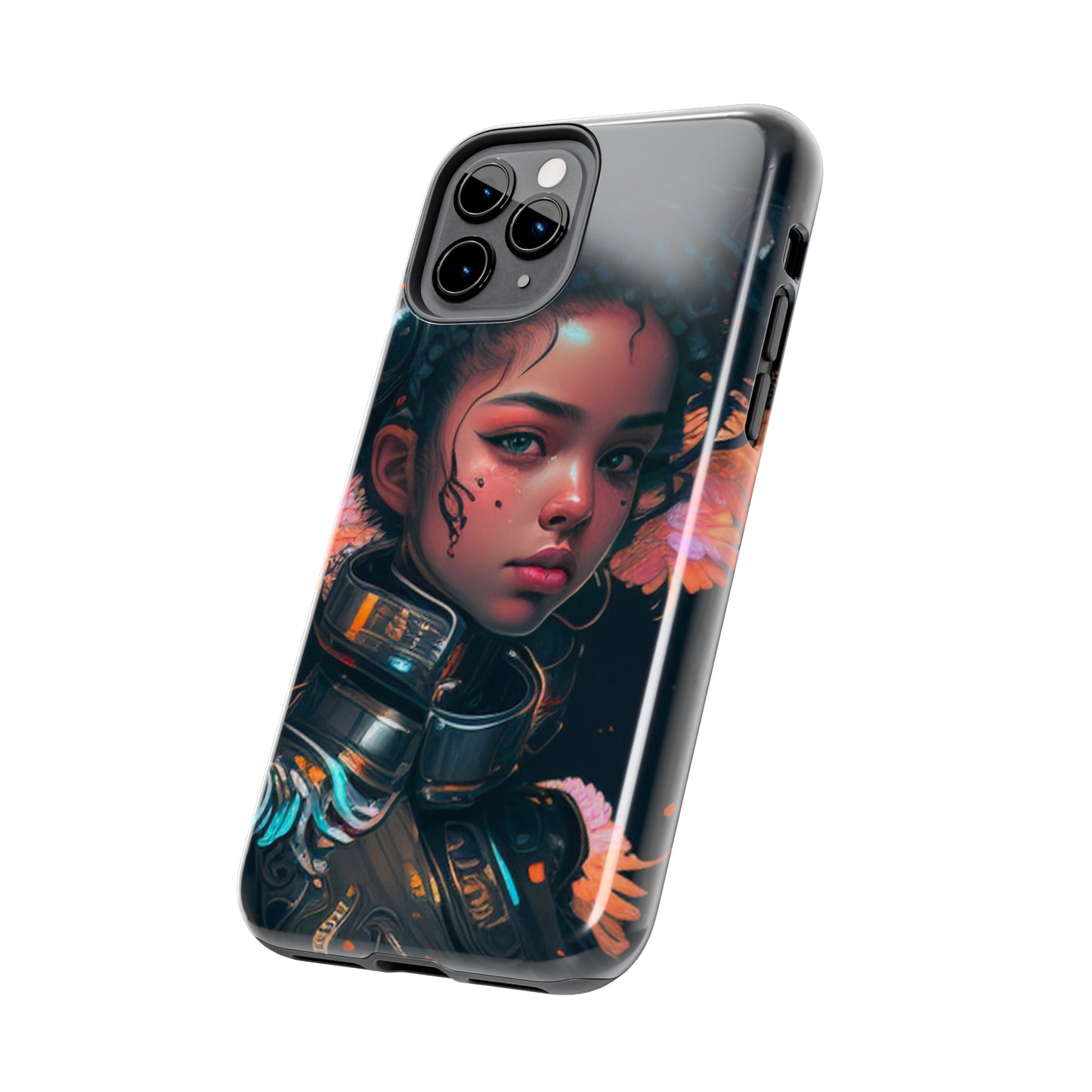 Futuristic Cyberpunk Black Anime Girl 2 - Original Art - Tough Phone Cases, Case-Mate for iPhone 6-iPhone through 14 Pro Max