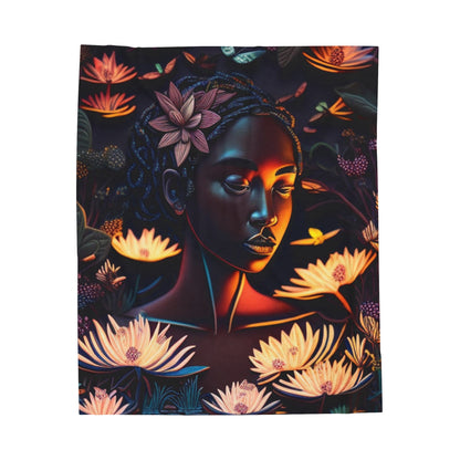 Velveteen Plush Blanket - Beautiful Spiritual Black Woman