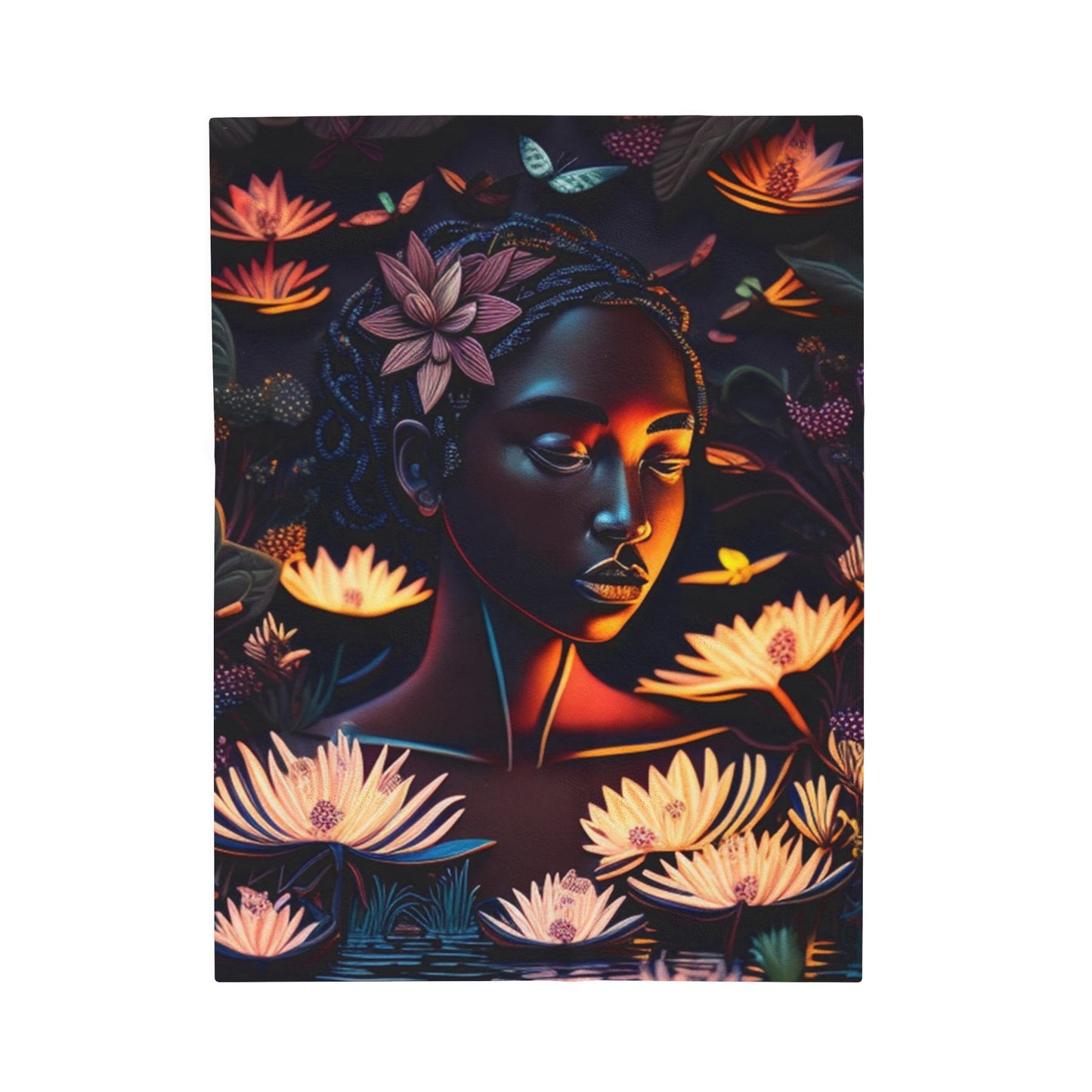 Velveteen Plush Blanket - Beautiful Spiritual Black Woman