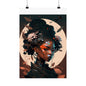 Portrait of a Beautiful Black Woman Original Art Poster for Wall Home Decor, Futuristic, Black Anime, Gifts For Black Girls & Women